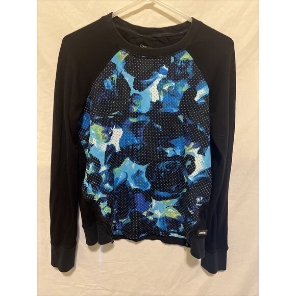 Calvin Klein Performance Sweatshirt Women Size Medium Black W/Blue Side Zippers - Picture 1 of 14